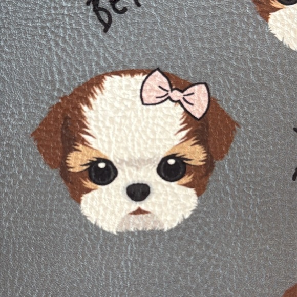 Betsey Johnson Large Wristlet Cosmetic Make-Up Bag Case Gray Dog Puppy VGUC - Picture 6 of 9